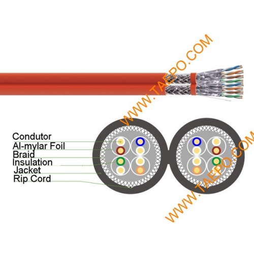 4 пары S/FTP CAT7A голый медный дуплекс AWG 23 одножильный провод кабель LAN 305m / рулон