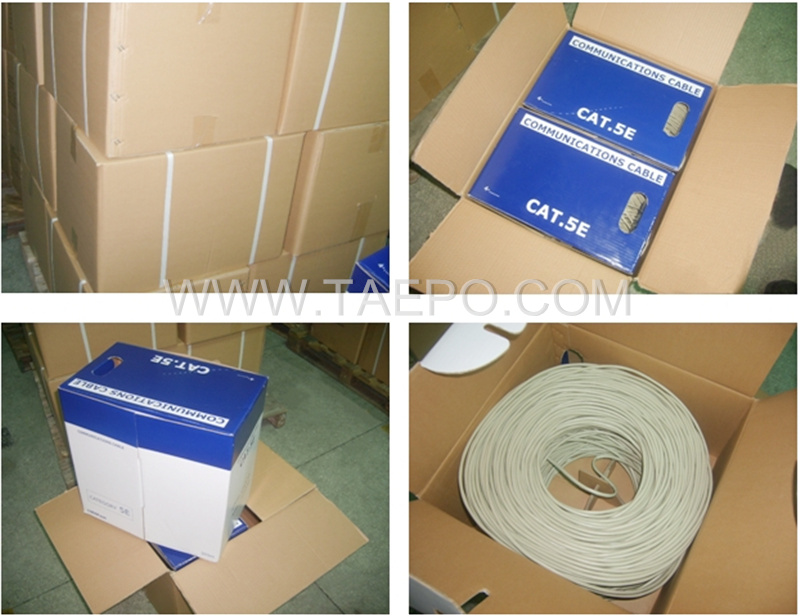 Изображения упаковки LAN-кабеля, CAT5E, UTP, 4 пары, голый медный провод, AWG24