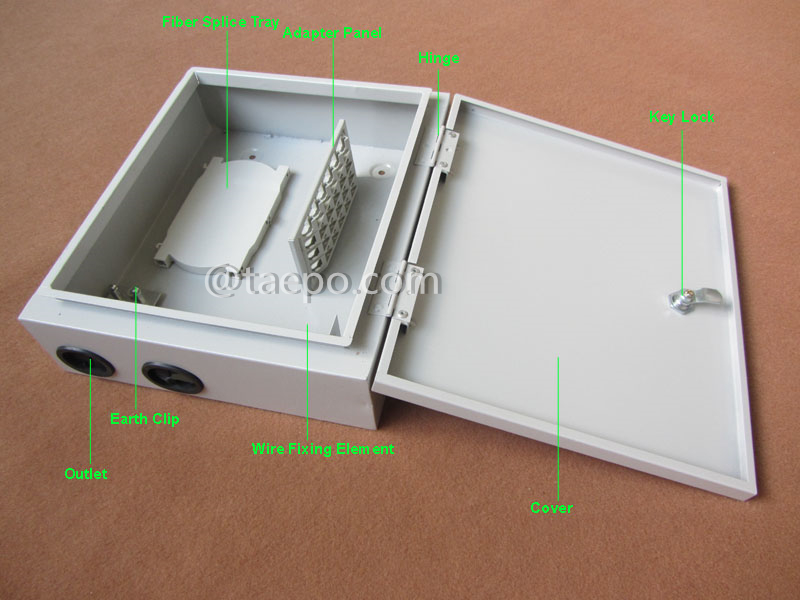 Иллюстративные фотографии коробки распределения волокон (FDB), наружная, SC, 24 волокна, с заменяемыми патч-панелями, корпус из холоднокатаной стали с порошковым покрытием