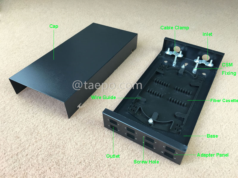 Иллюстрационные изображения оптической распределительной коробки (FTB), для внутреннего применения, SC, 8 волокон, корпус из холоднокатаной стали с порошковым покрытием