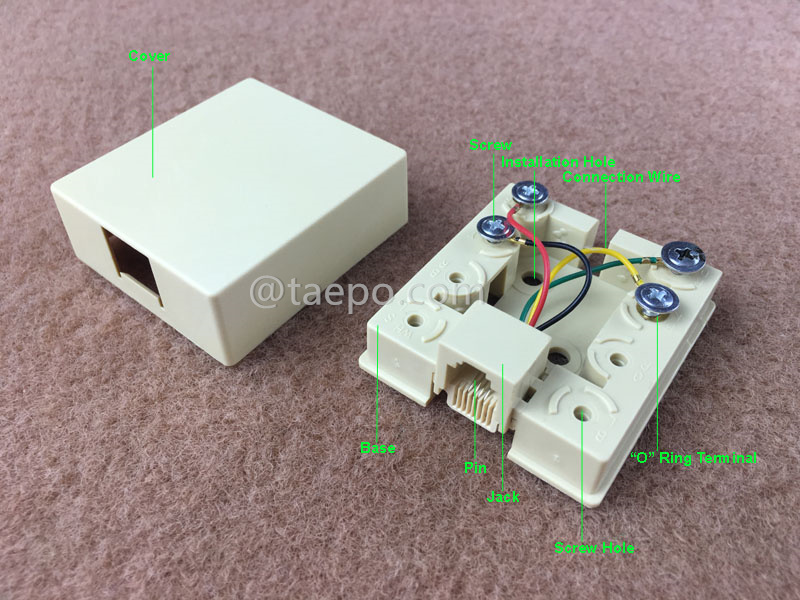 Иллюстрации для коробки соединений 1 порт, CAT3, 6P4C