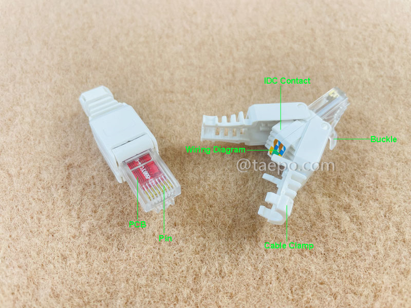 Иллюстративные фотографии для Модульного разъема, CAT6, RJ45, 8P8C, UTP, без инструмента