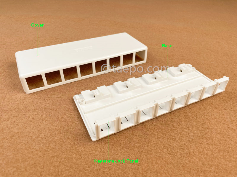Чертеж для коробки для поверхности на 8 портов, CAT5E, RJ45, 8P8C, UTP