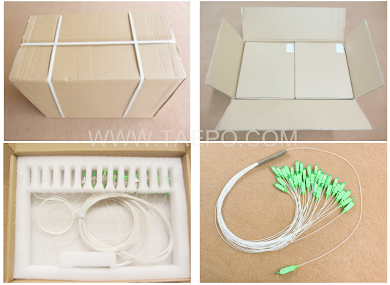 Фотографии упаковки оптического сплиттера, PLC, стальная трубка, 1x32, с разъемом SC/APC