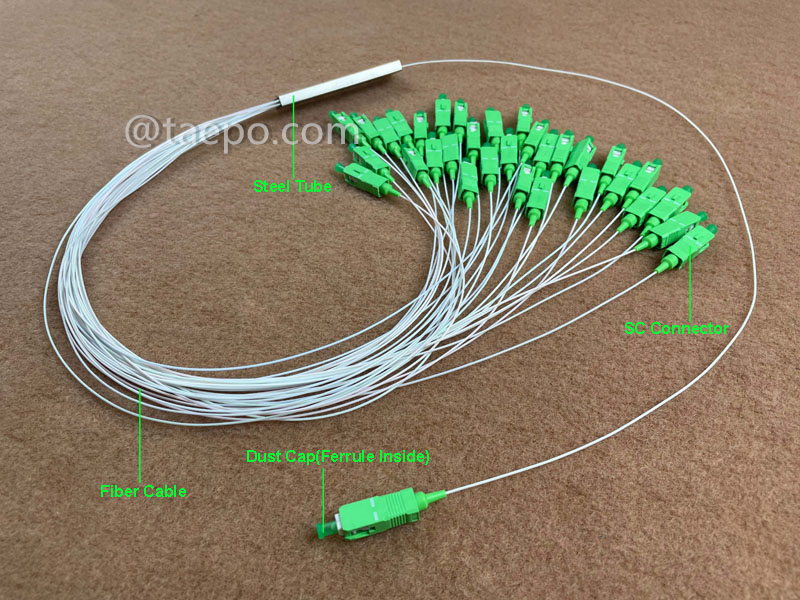 Иллюстрационные изображения оптического сплиттера, PLC, стальная трубка, 1x32, с разъемом SC/APC