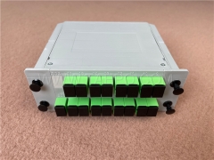 Оптический сплиттер, PLC, кассетного типа, G657A, 1x16, свободная трубка 0,9 мм, с разъемом SC/APC