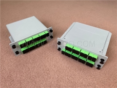 Оптический сплиттер, PLC, кассетного типа, G657A, 1x16, свободная трубка 0,9 мм, с разъемом SC/APC