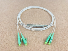 Оптический сплиттер, PLC, стальная трубка, G657A, 2x2, свободная трубка 0,9 мм, 1 м, с разъемом LC/APC