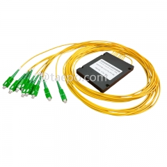 Оптический делитель, PLC, пластиковый корпус, G657A, 1x8, свободная трубка 2 мм, 1 м, с разъемом SC/APC