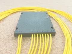 Оптический сплиттер, PLC, пластиковый корпус, G657A, 2x8, свободная трубка 2 мм, 1 м, с разъемом SC/APC