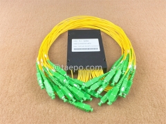 Оптический сплиттер, PLC, пластиковый корпус, G657A, 1x32, свободная трубка 2 мм, 1 м, с разъемом SC/APC